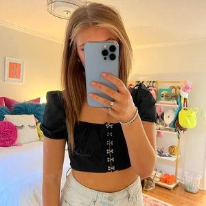 Shein Puff Sleeve Corset Top